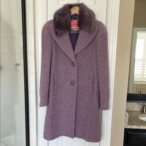 Kate Spade Plush Purple Teddy Jacket with Luxurious Collar - Picture 3 of 4